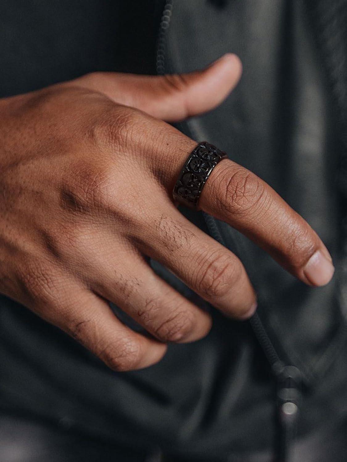 imageChainsHouse Skull Rings for Men Stainless SteelBlack Plated Gothic Rings Skeleton Cocktail Party Biker Ring Offer Custom Service Size 714 Send Gift BoxA EngraveblackCustom