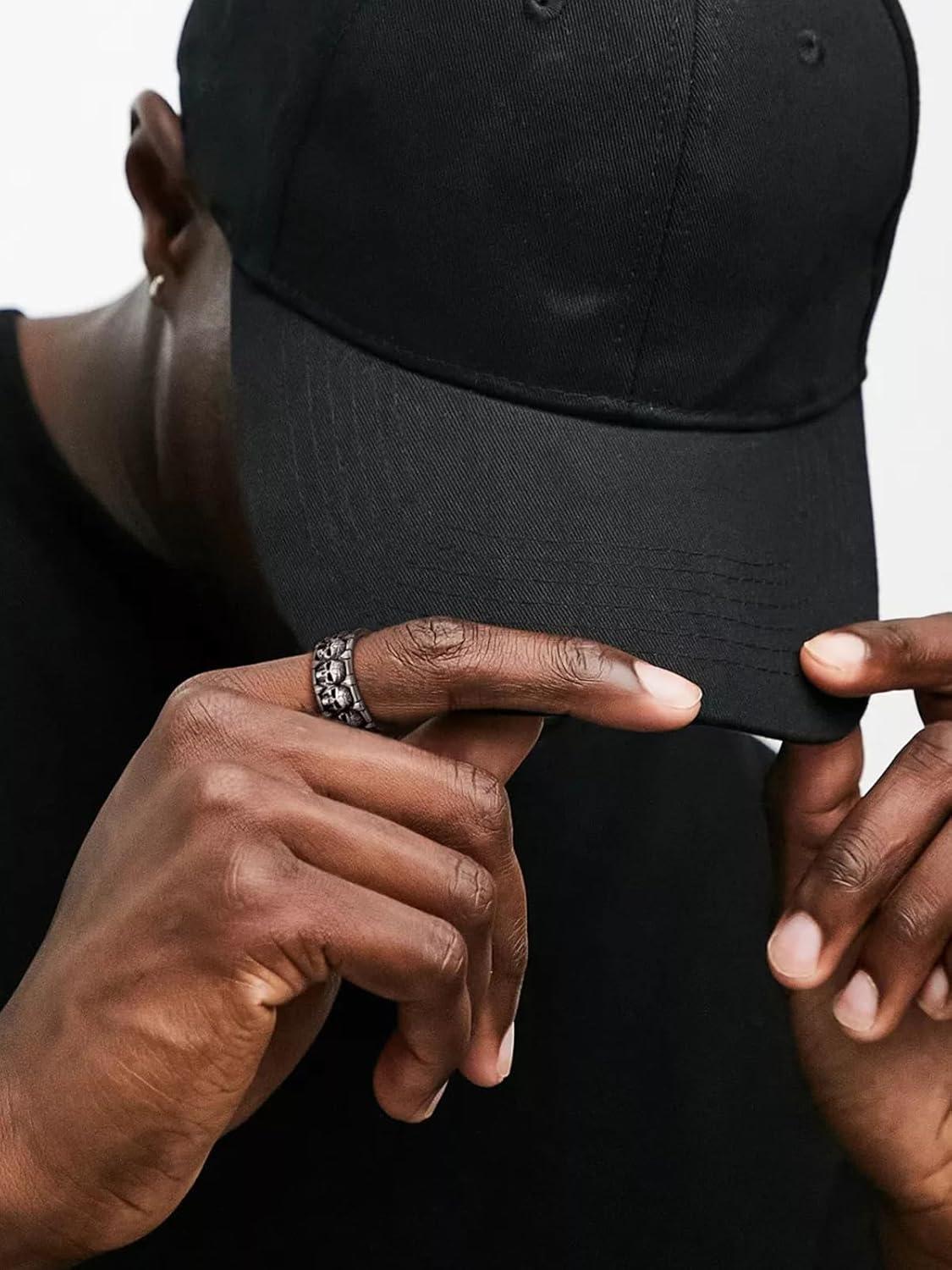 imageChainsHouse Skull Rings for Men Stainless SteelBlack Plated Gothic Rings Skeleton Cocktail Party Biker Ring Offer Custom Service Size 714 Send Gift BoxA stainlessNo Custom