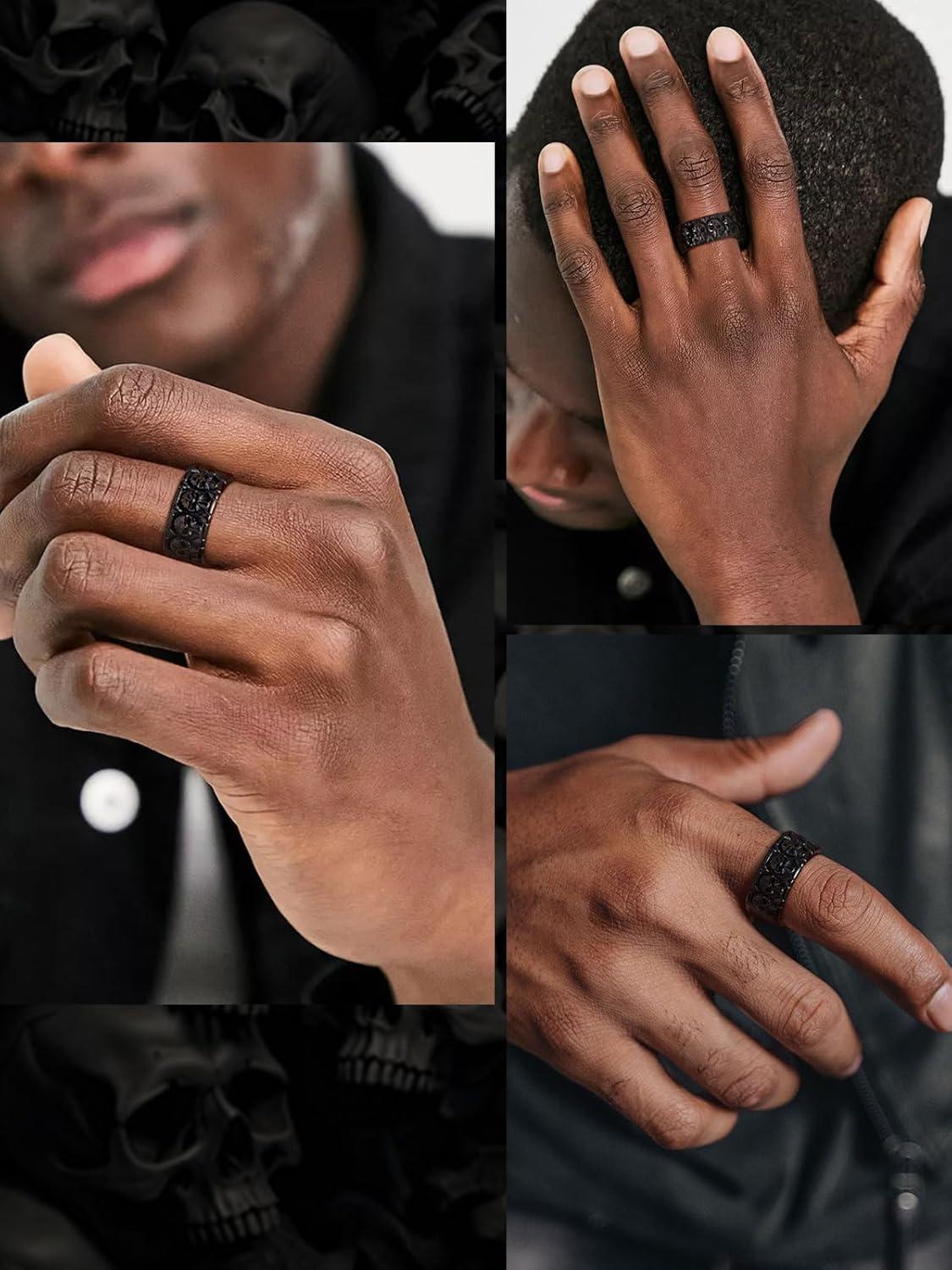 imageChainsHouse Skull Rings for Men Stainless SteelBlack Plated Gothic Rings Skeleton Cocktail Party Biker Ring Offer Custom Service Size 714 Send Gift BoxA 2blackNo Custom