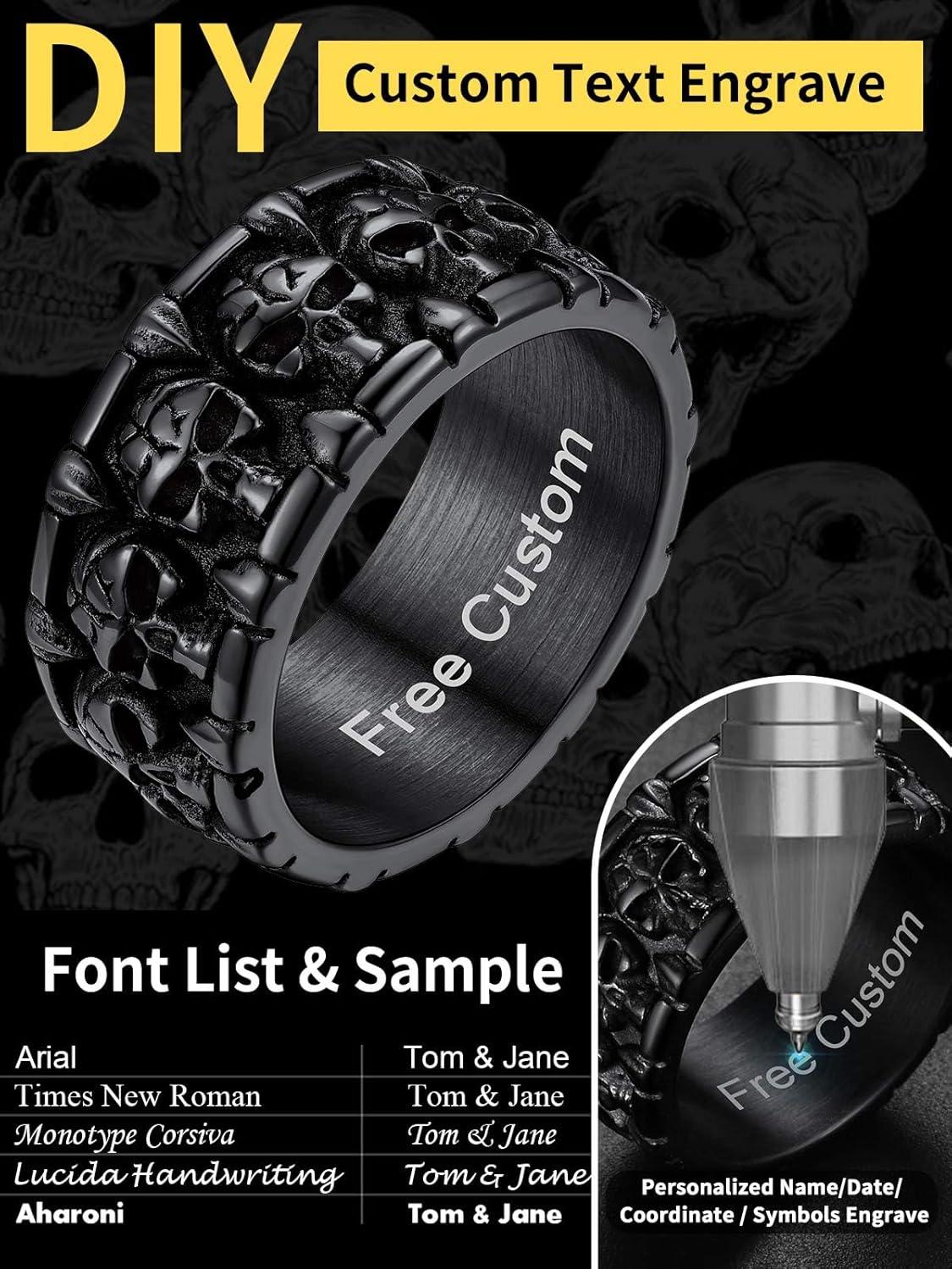 imageChainsHouse Skull Rings for Men Stainless SteelBlack Plated Gothic Rings Skeleton Cocktail Party Biker Ring Offer Custom Service Size 714 Send Gift BoxB EngraveblackCustom