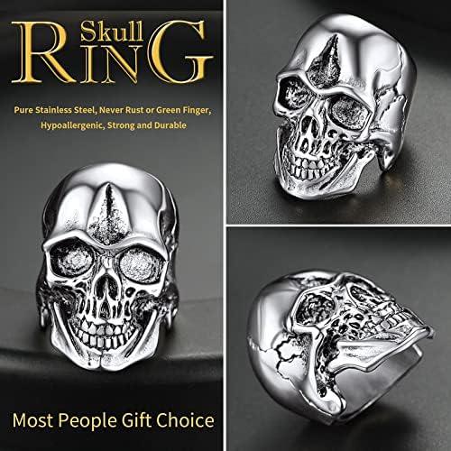 imageChainsHouse Skull Rings for Men Stainless SteelBlack Plated Gothic Rings Skeleton Cocktail Party Biker Ring Offer Custom Service Size 714 Send Gift BoxB Skull HeadSteelNo Custom