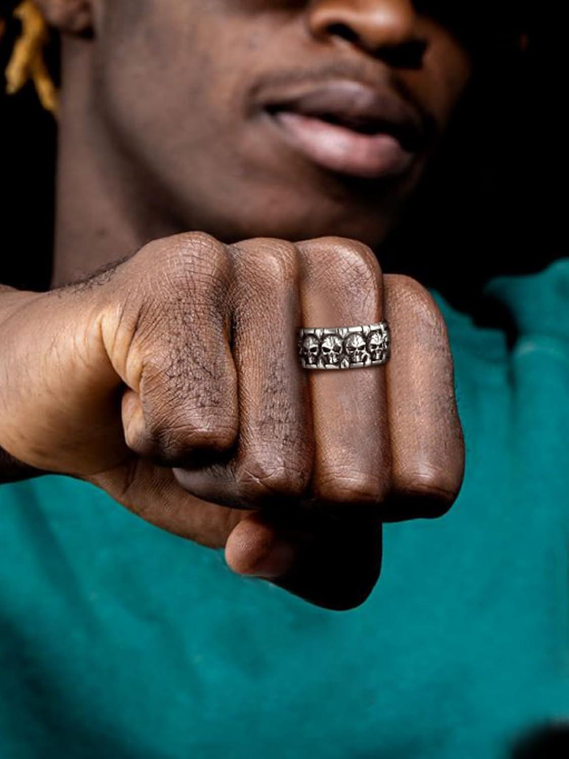 imageChainsHouse Skull Rings for Men Stainless SteelBlack Plated Gothic Rings Skeleton Cocktail Party Biker Ring Offer Custom Service Size 714 Send Gift BoxA stainlessNo Custom