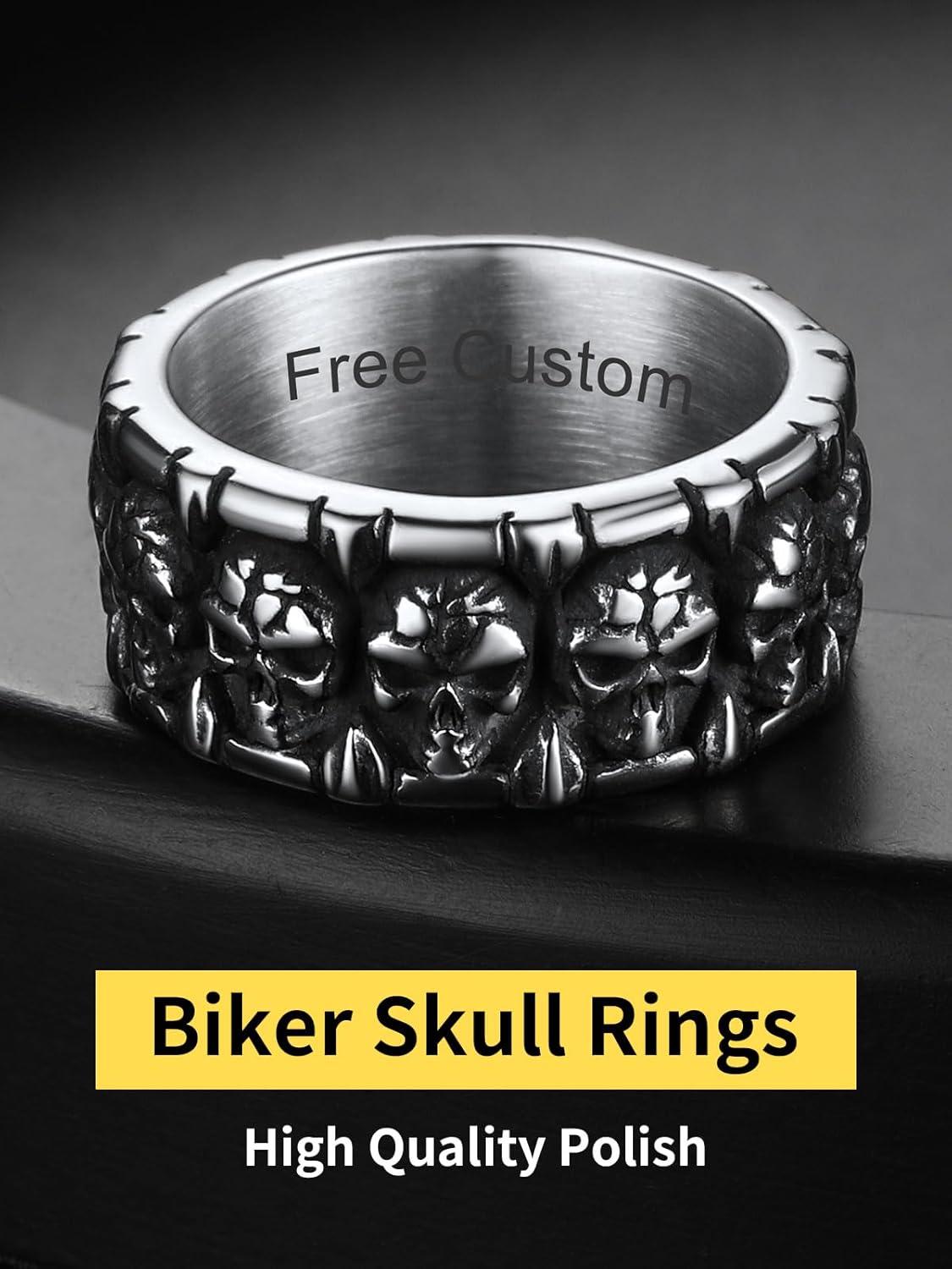 imageChainsHouse Skull Rings for Men Stainless SteelBlack Plated Gothic Rings Skeleton Cocktail Party Biker Ring Offer Custom Service Size 714 Send Gift BoxB EngravestainlessCustom