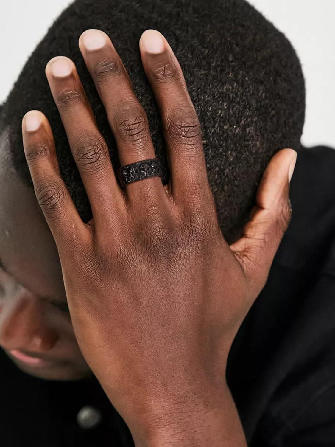 imageChainsHouse Skull Rings for Men Stainless SteelBlack Plated Gothic Rings Skeleton Cocktail Party Biker Ring Offer Custom Service Size 714 Send Gift BoxB EngraveblackCustom