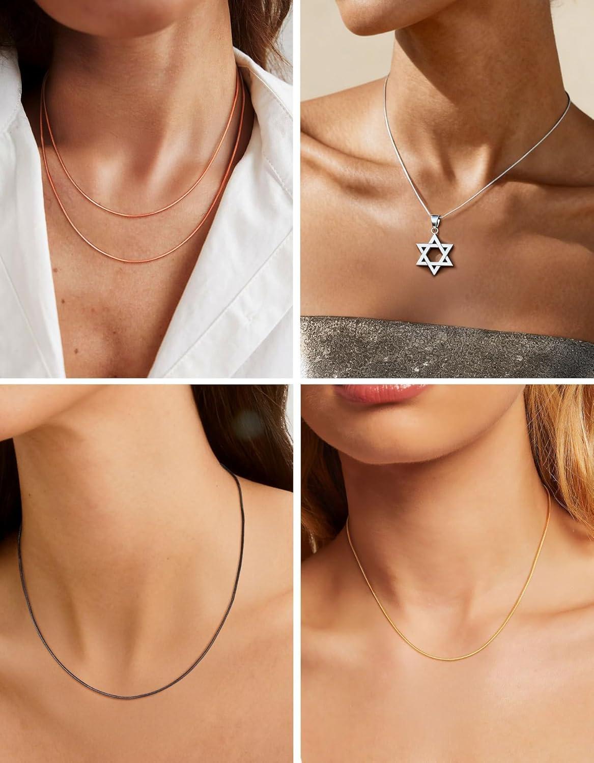 imageChainsHouse Snake Chain Necklace for Women 12mm 1430quot Adjustable with 5cm Extender for Pendants Lockets Rose GoldStainless SteelBlack14K Gold Hypoallergenic Dainty Jewelry GiftA Rose Gold