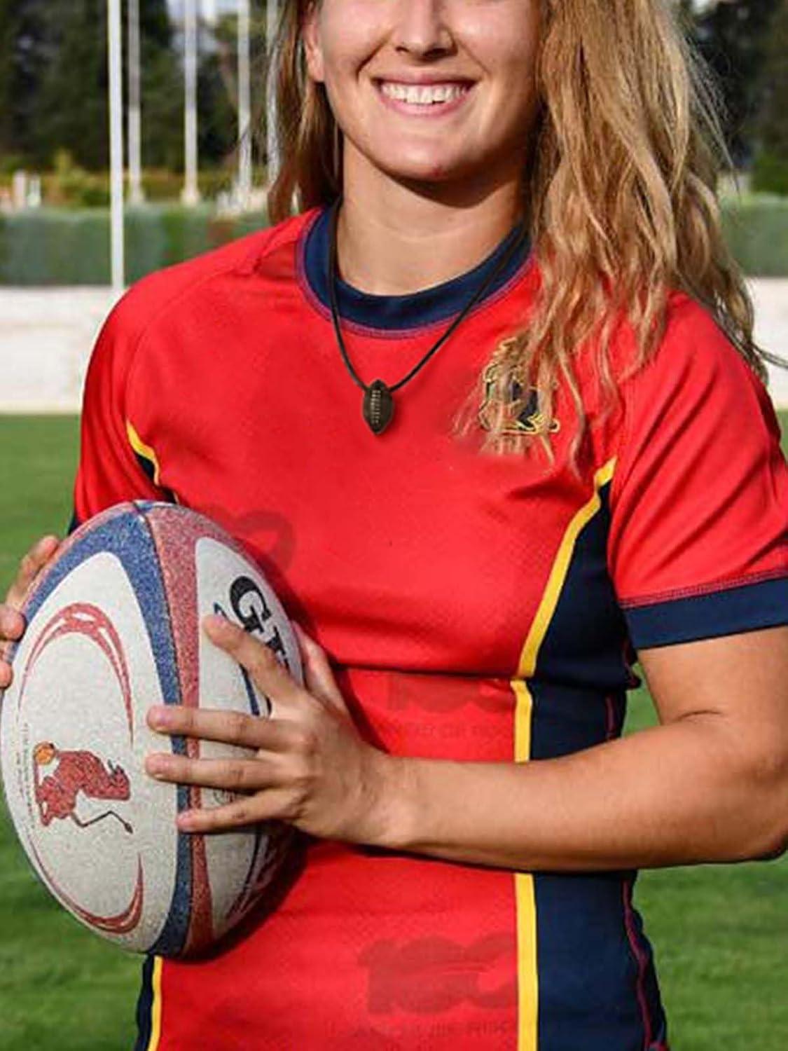 imageChainsHouse Sports FootballBasketballVolleyballBaseballRugby Necklace for Men Women GoldBlackSolid Stainless Steel 3D Ball Sport Necklaces Charm Pendants Sports Fan Ball Jewelry Gifts01 Rugby BallBlack