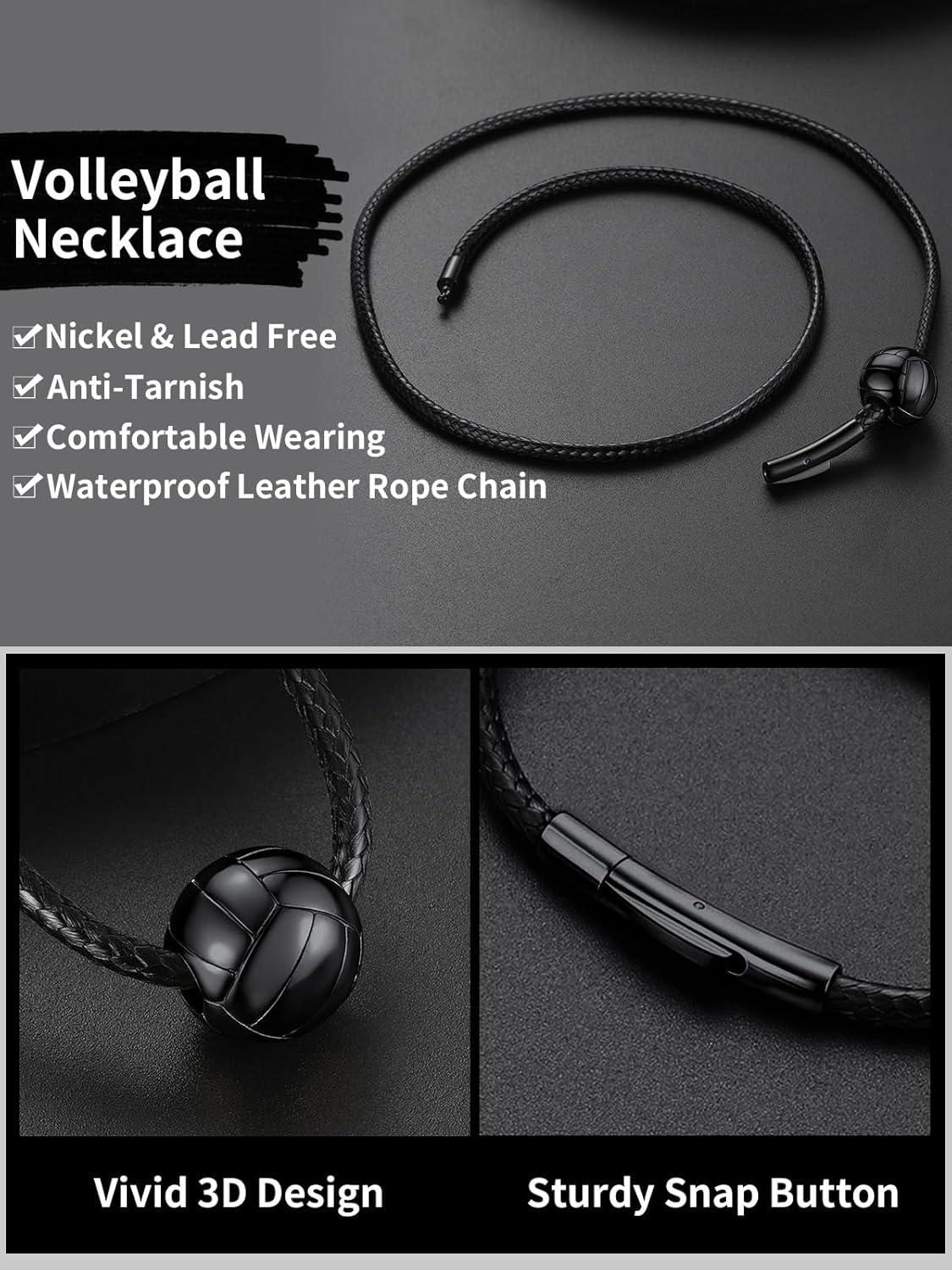 imageChainsHouse Sports FootballBasketballVolleyballBaseballRugby Necklace for Men Women GoldBlackSolid Stainless Steel 3D Ball Sport Necklaces Charm Pendants Sports Fan Ball Jewelry Gifts05 VolleyballBlack