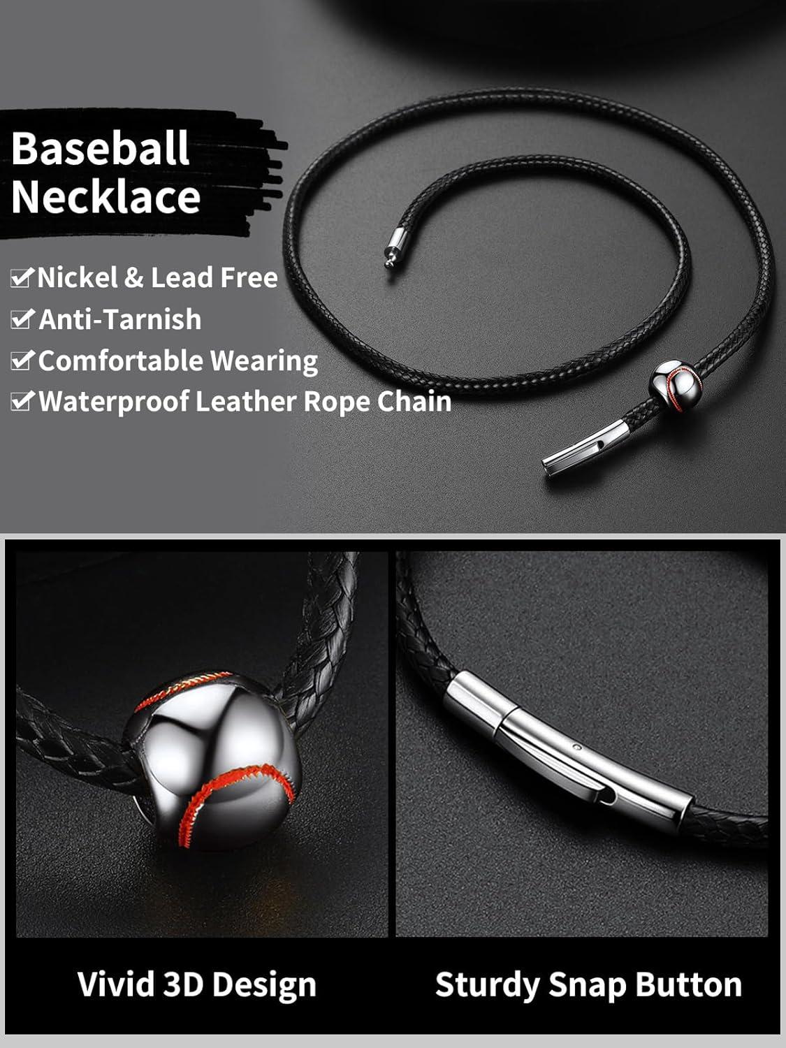 imageChainsHouse Sports FootballBasketballVolleyballBaseballRugby Necklace for Men Women GoldBlackSolid Stainless Steel 3D Ball Sport Necklaces Charm Pendants Sports Fan Ball Jewelry Gifts04 BaseballStainless Steel