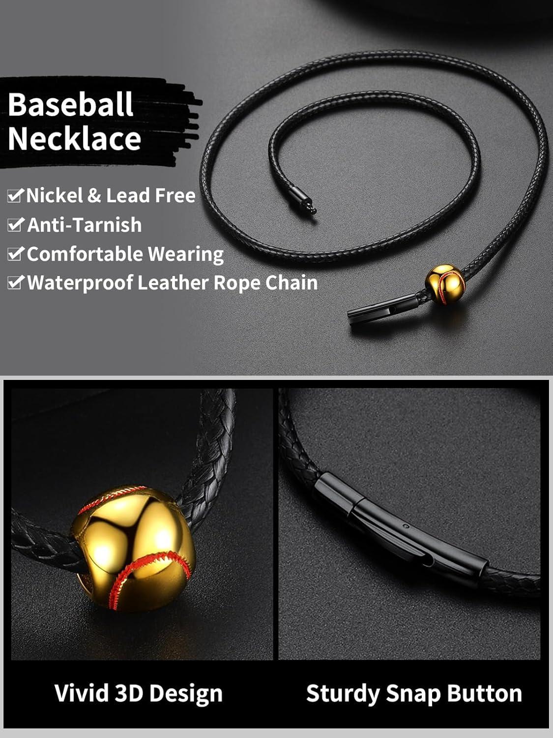 imageChainsHouse Sports FootballBasketballVolleyballBaseballRugby Necklace for Men Women GoldBlackSolid Stainless Steel 3D Ball Sport Necklaces Charm Pendants Sports Fan Ball Jewelry Gifts04 BaseballGold