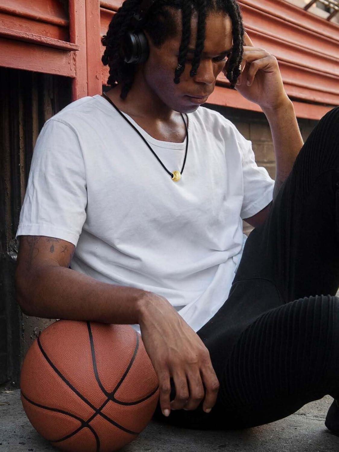 imageChainsHouse Sports FootballBasketballVolleyballBaseballRugby Necklace for Men Women GoldBlackSolid Stainless Steel 3D Ball Sport Necklaces Charm Pendants Sports Fan Ball Jewelry Gifts03 BasketballGold