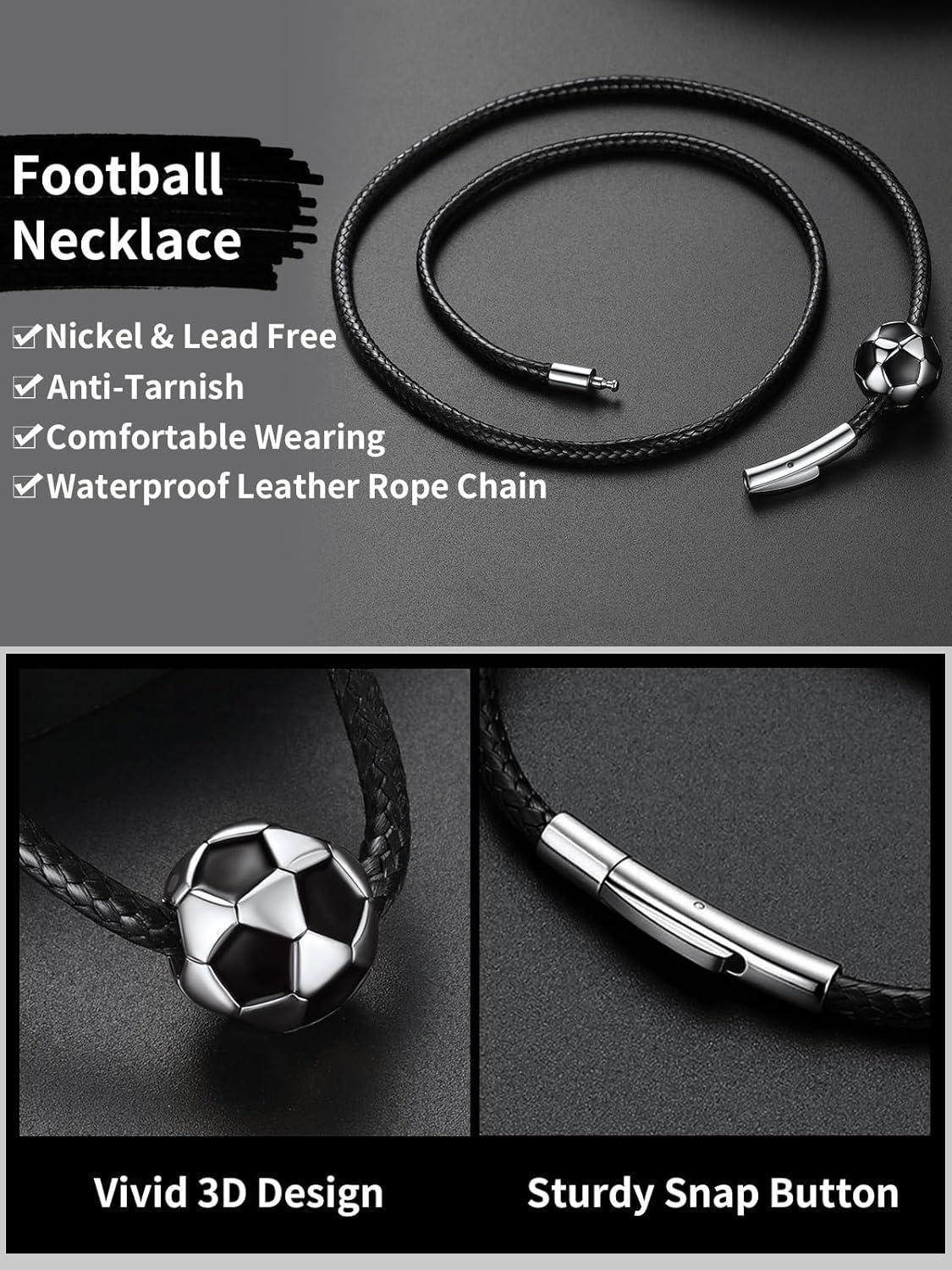 imageChainsHouse Sports FootballBasketballVolleyballBaseballRugby Necklace for Men Women GoldBlackSolid Stainless Steel 3D Ball Sport Necklaces Charm Pendants Sports Fan Ball Jewelry Gifts02 FootballlStainless Steel