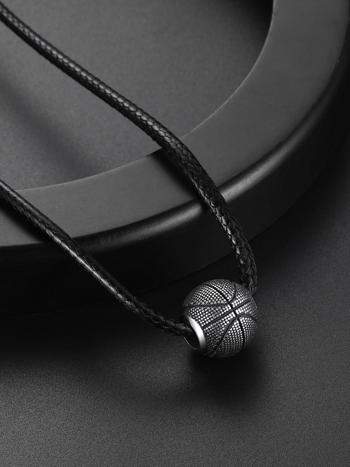 imageChainsHouse Sports FootballBasketballVolleyballBaseballRugby Necklace for Men Women GoldBlackSolid Stainless Steel 3D Ball Sport Necklaces Charm Pendants Sports Fan Ball Jewelry Gifts03 BasketballStainless Steel