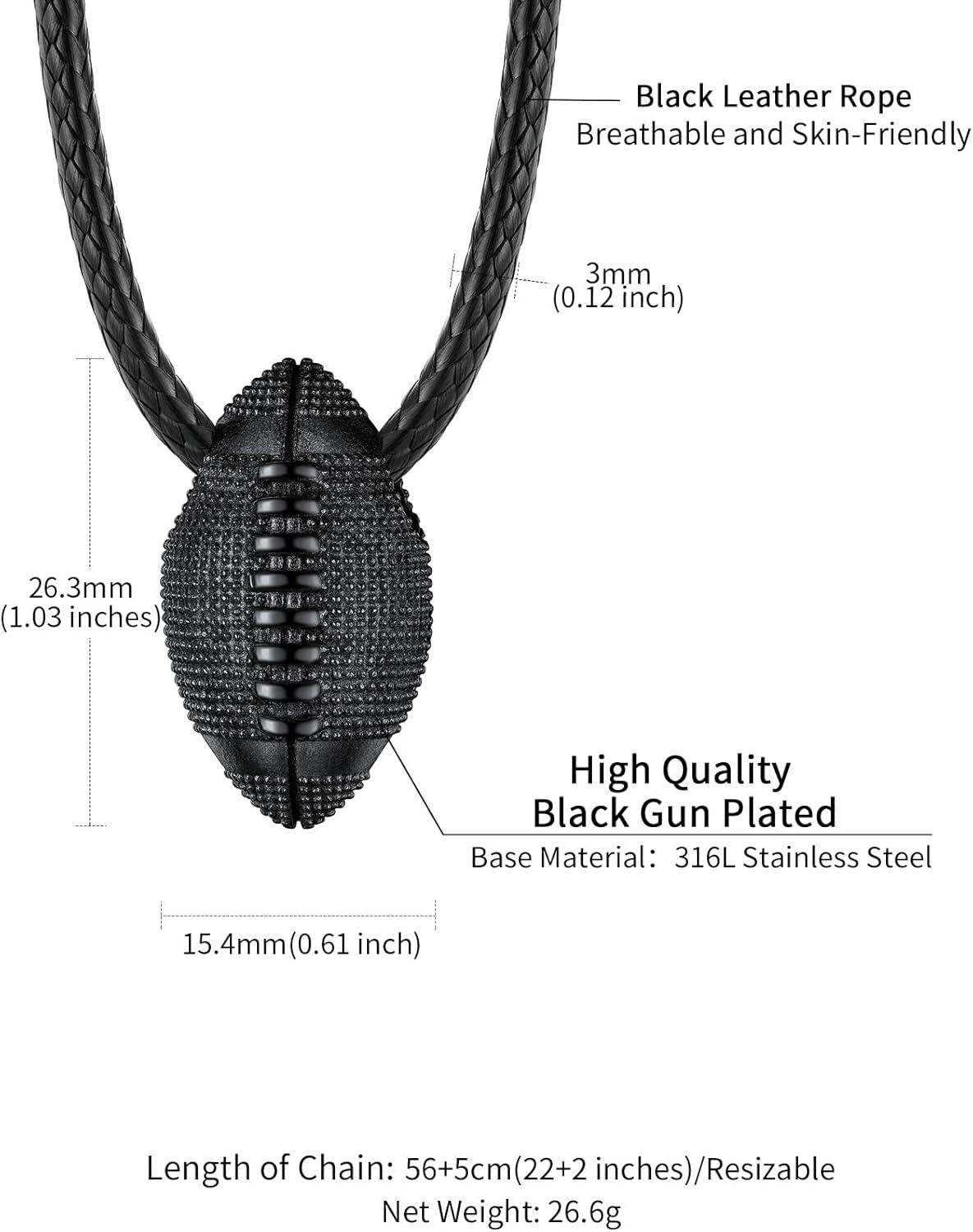 imageChainsHouse Sports FootballBasketballVolleyballBaseballRugby Necklace for Men Women GoldBlackSolid Stainless Steel 3D Ball Sport Necklaces Charm Pendants Sports Fan Ball Jewelry Gifts01 Rugby BallBlack