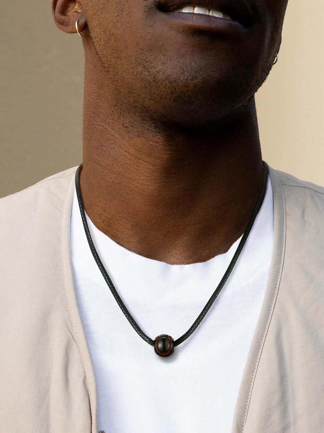 imageChainsHouse Sports FootballBasketballVolleyballBaseballRugby Necklace for Men Women GoldBlackSolid Stainless Steel 3D Ball Sport Necklaces Charm Pendants Sports Fan Ball Jewelry Gifts04 BaseballBlack