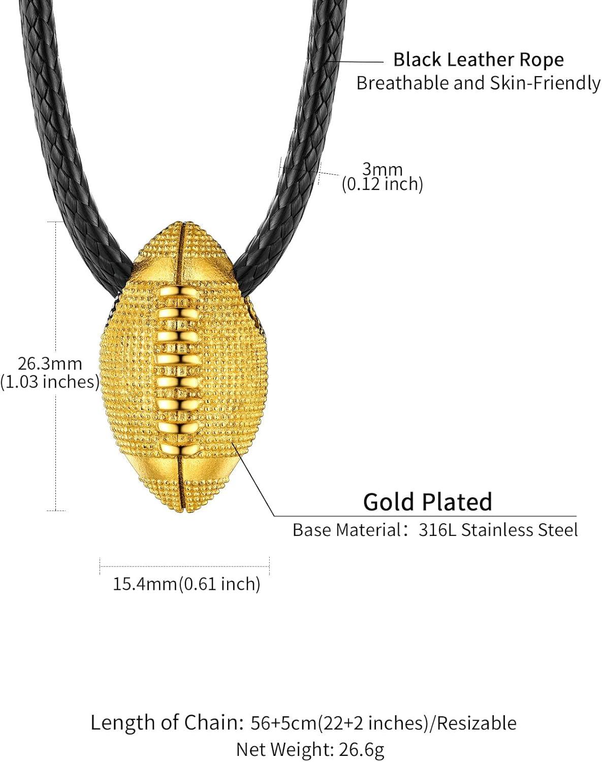 imageChainsHouse Sports FootballBasketballVolleyballBaseballRugby Necklace for Men Women GoldBlackSolid Stainless Steel 3D Ball Sport Necklaces Charm Pendants Sports Fan Ball Jewelry Gifts01 Rugby BallGold