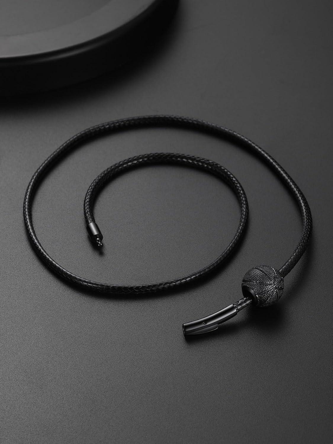 imageChainsHouse Sports FootballBasketballVolleyballBaseballRugby Necklace for Men Women GoldBlackSolid Stainless Steel 3D Ball Sport Necklaces Charm Pendants Sports Fan Ball Jewelry Gifts03 BasketballBlack