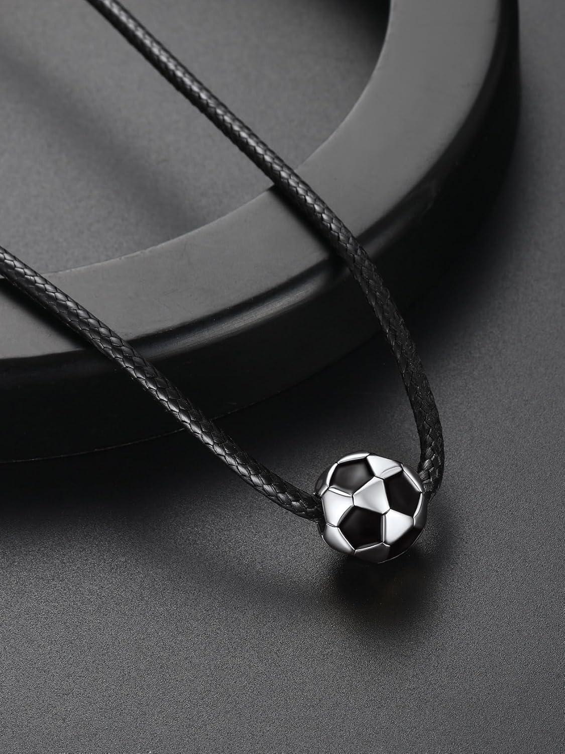 imageChainsHouse Sports FootballBasketballVolleyballBaseballRugby Necklace for Men Women GoldBlackSolid Stainless Steel 3D Ball Sport Necklaces Charm Pendants Sports Fan Ball Jewelry Gifts02 FootballlStainless Steel
