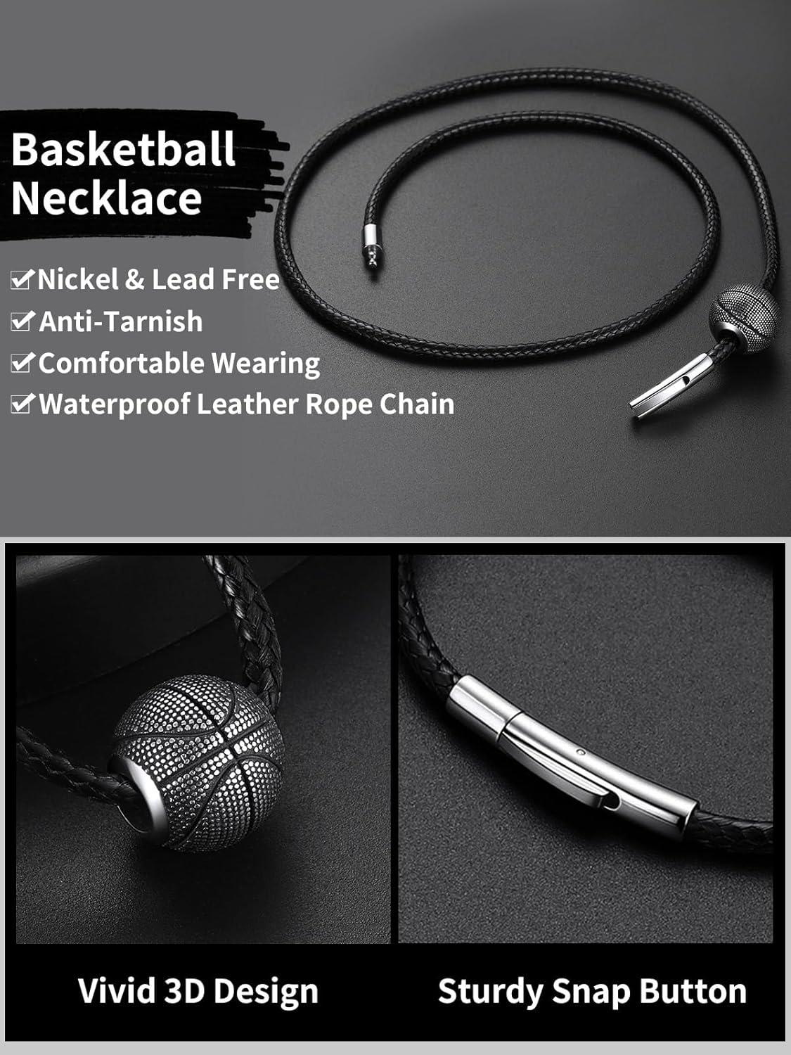 imageChainsHouse Sports FootballBasketballVolleyballBaseballRugby Necklace for Men Women GoldBlackSolid Stainless Steel 3D Ball Sport Necklaces Charm Pendants Sports Fan Ball Jewelry Gifts03 BasketballStainless Steel