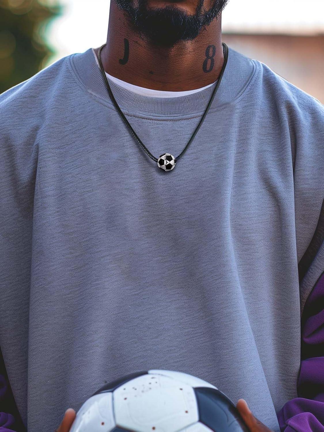 imageChainsHouse Sports FootballBasketballVolleyballBaseballRugby Necklace for Men Women GoldBlackSolid Stainless Steel 3D Ball Sport Necklaces Charm Pendants Sports Fan Ball Jewelry Gifts02 FootballlStainless Steel