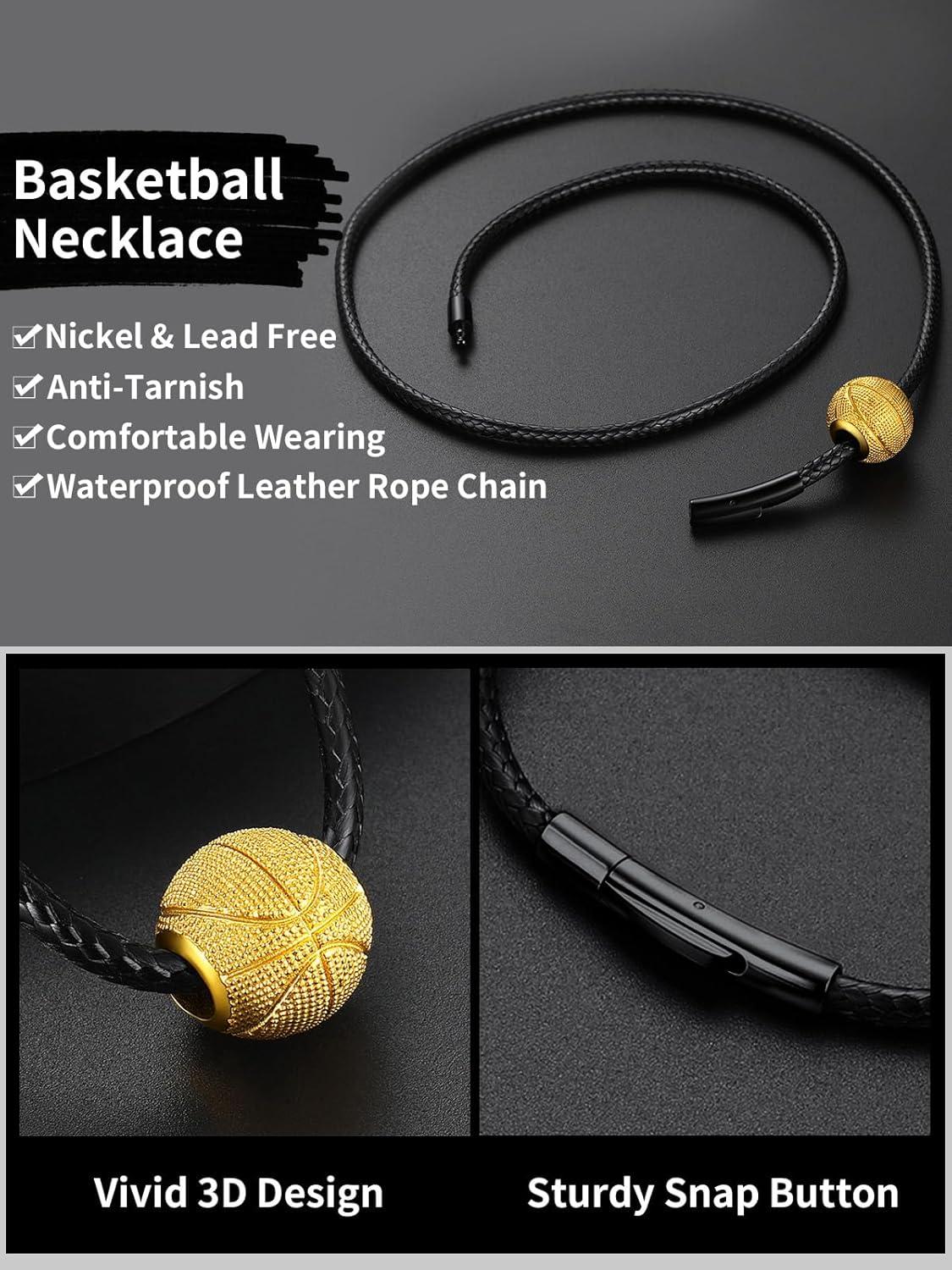imageChainsHouse Sports FootballBasketballVolleyballBaseballRugby Necklace for Men Women GoldBlackSolid Stainless Steel 3D Ball Sport Necklaces Charm Pendants Sports Fan Ball Jewelry Gifts03 BasketballGold