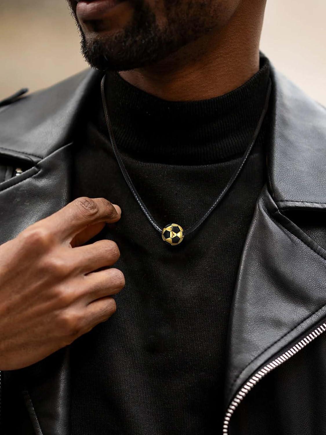 imageChainsHouse Sports FootballBasketballVolleyballBaseballRugby Necklace for Men Women GoldBlackSolid Stainless Steel 3D Ball Sport Necklaces Charm Pendants Sports Fan Ball Jewelry Gifts02 FootballGold