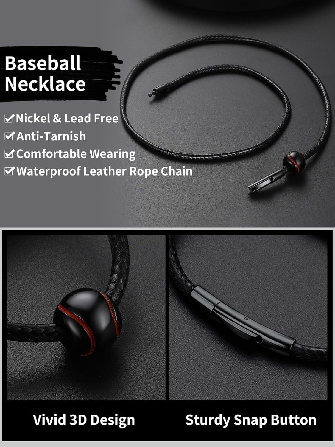 imageChainsHouse Sports FootballBasketballVolleyballBaseballRugby Necklace for Men Women GoldBlackSolid Stainless Steel 3D Ball Sport Necklaces Charm Pendants Sports Fan Ball Jewelry Gifts04 BaseballBlack