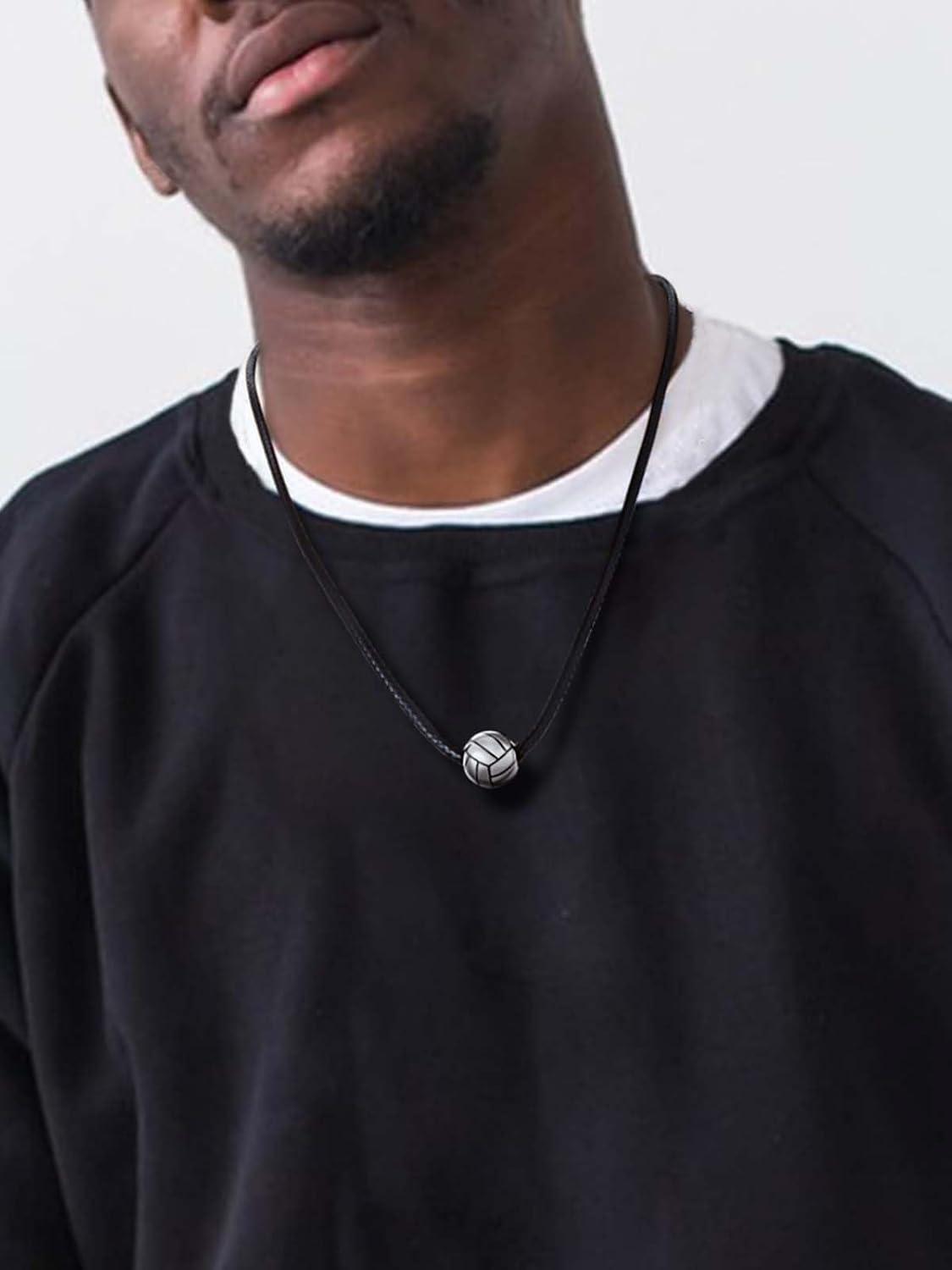 imageChainsHouse Sports FootballBasketballVolleyballBaseballRugby Necklace for Men Women GoldBlackSolid Stainless Steel 3D Ball Sport Necklaces Charm Pendants Sports Fan Ball Jewelry Gifts05 VolleyballStainless Steel