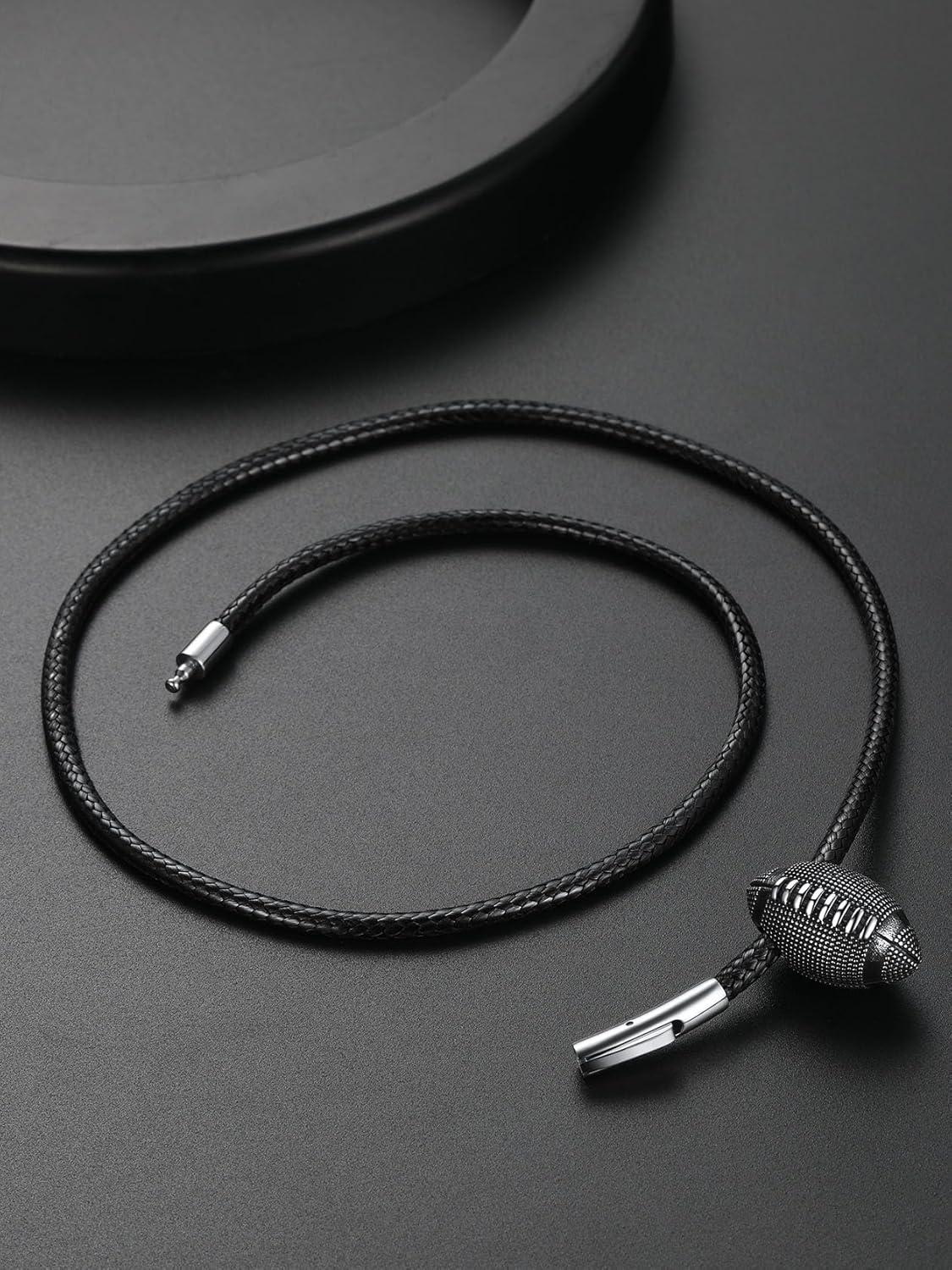 imageChainsHouse Sports FootballBasketballVolleyballBaseballRugby Necklace for Men Women GoldBlackSolid Stainless Steel 3D Ball Sport Necklaces Charm Pendants Sports Fan Ball Jewelry Gifts01 Rugby BallStainless Steel