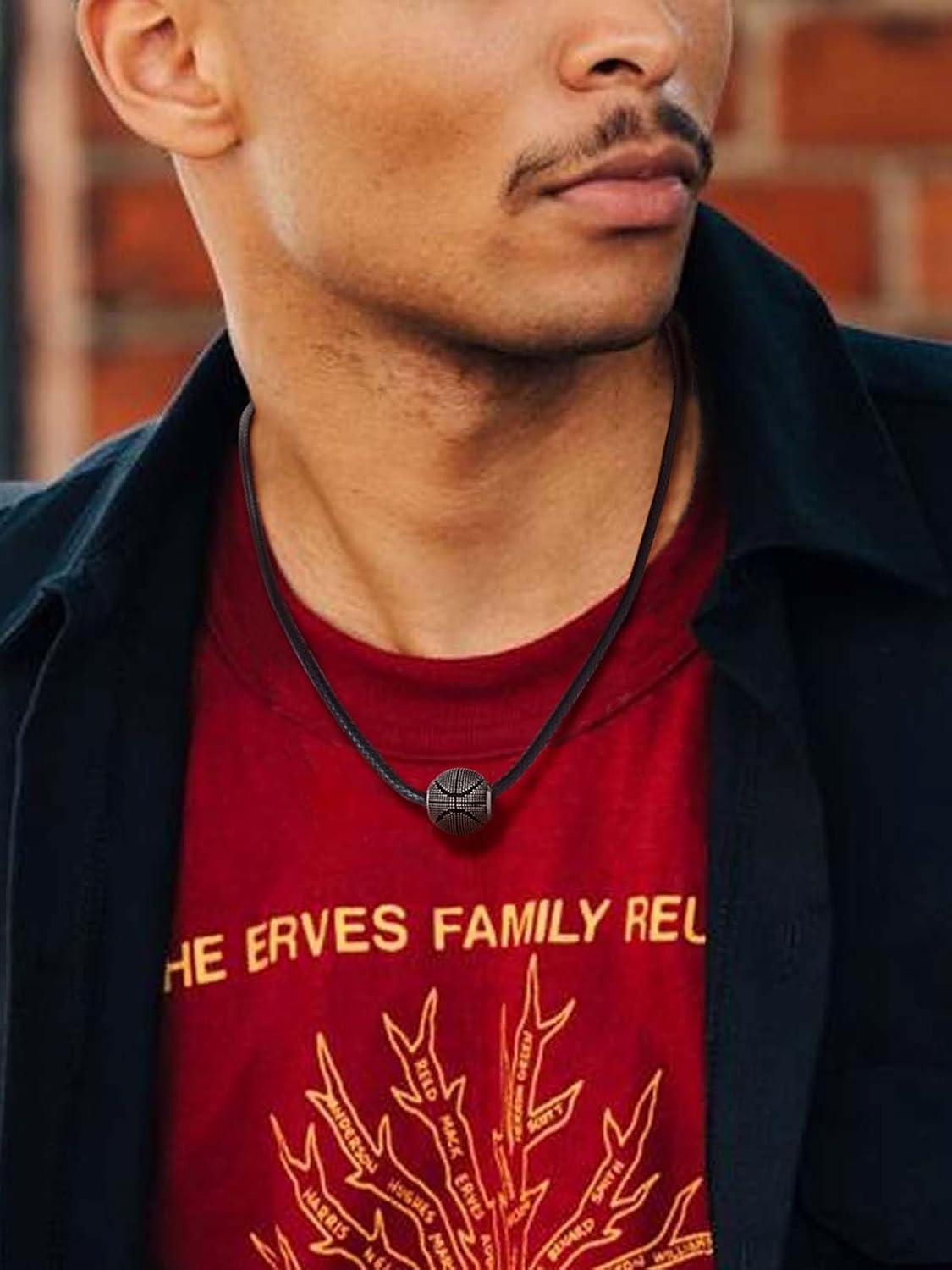 imageChainsHouse Sports FootballBasketballVolleyballBaseballRugby Necklace for Men Women GoldBlackSolid Stainless Steel 3D Ball Sport Necklaces Charm Pendants Sports Fan Ball Jewelry Gifts03 BasketballStainless Steel