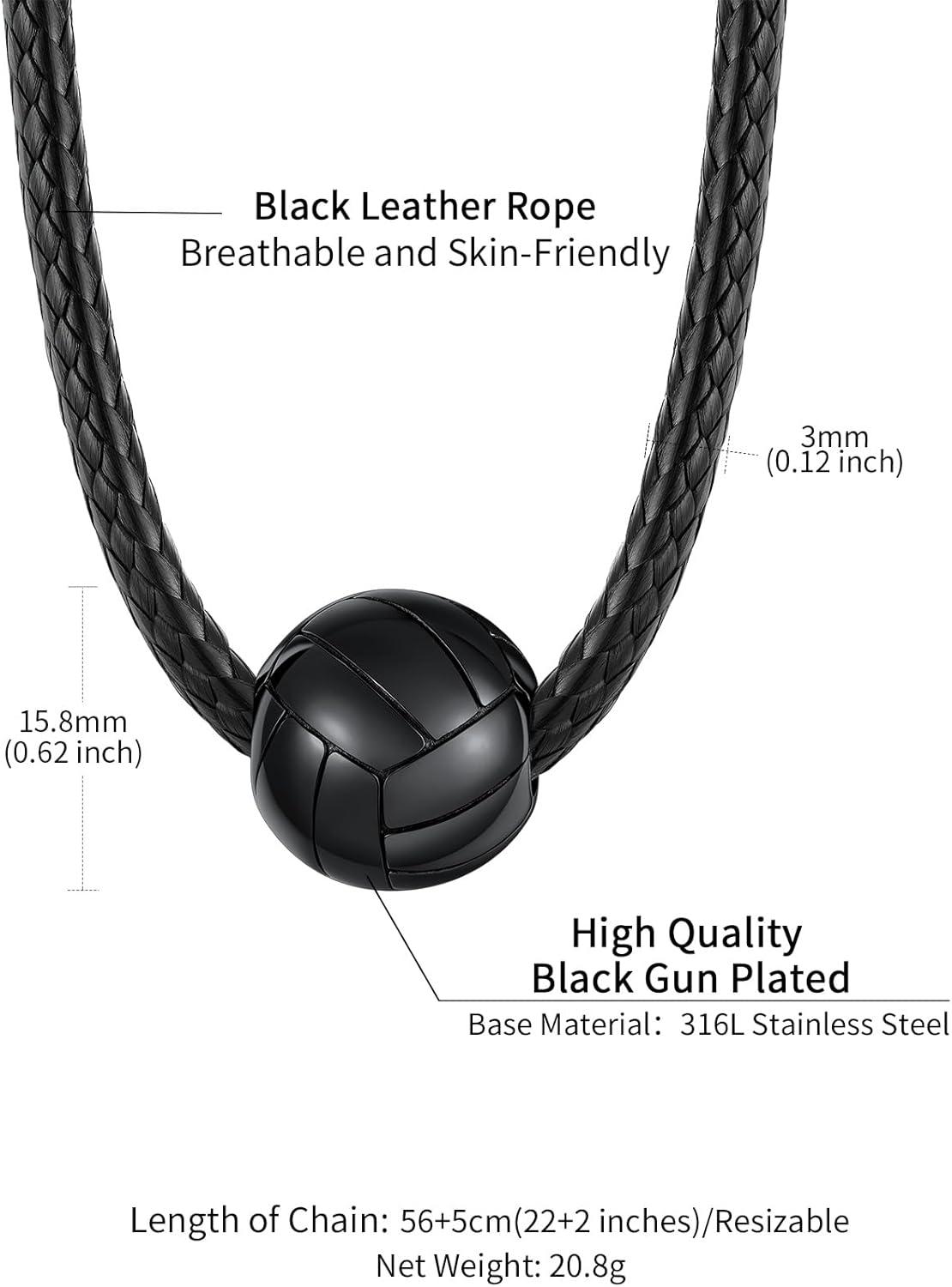 imageChainsHouse Sports FootballBasketballVolleyballBaseballRugby Necklace for Men Women GoldBlackSolid Stainless Steel 3D Ball Sport Necklaces Charm Pendants Sports Fan Ball Jewelry Gifts05 VolleyballBlack