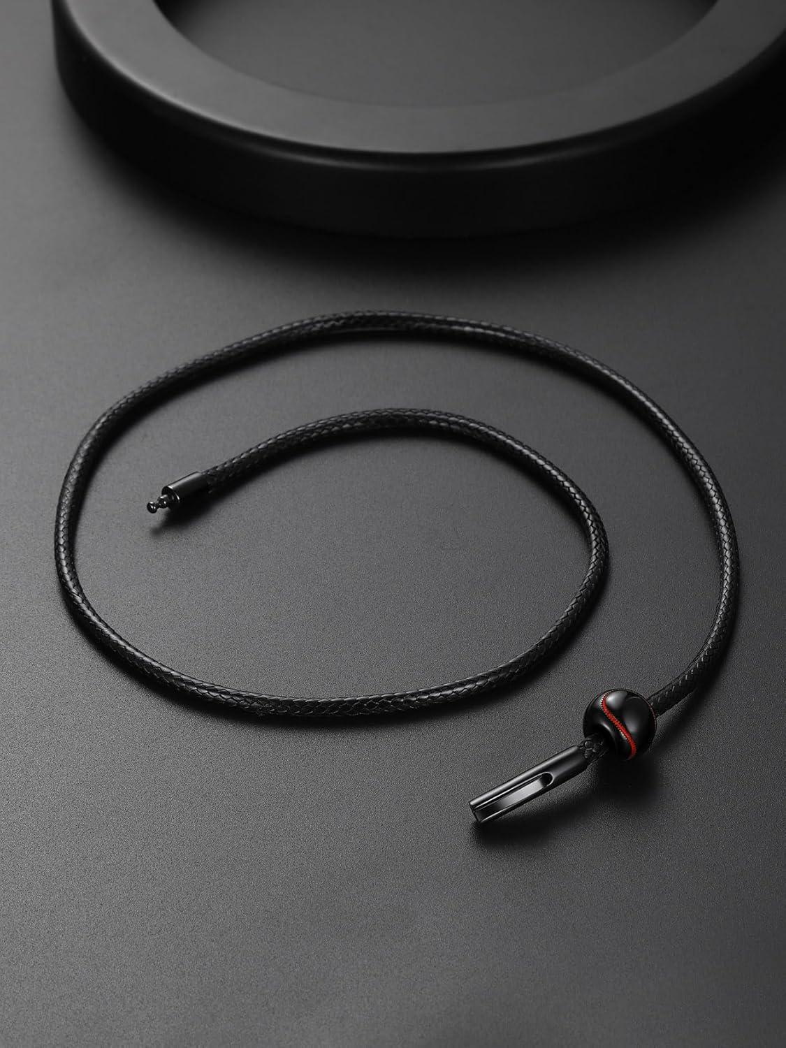 imageChainsHouse Sports FootballBasketballVolleyballBaseballRugby Necklace for Men Women GoldBlackSolid Stainless Steel 3D Ball Sport Necklaces Charm Pendants Sports Fan Ball Jewelry Gifts04 BaseballBlack