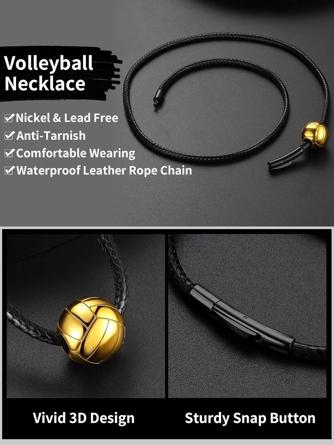 imageChainsHouse Sports FootballBasketballVolleyballBaseballRugby Necklace for Men Women GoldBlackSolid Stainless Steel 3D Ball Sport Necklaces Charm Pendants Sports Fan Ball Jewelry Gifts05 VolleyballGold