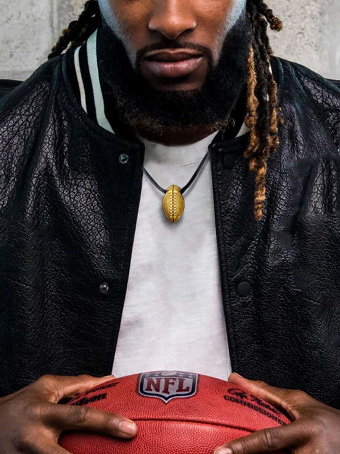 imageChainsHouse Sports FootballBasketballVolleyballBaseballRugby Necklace for Men Women GoldBlackSolid Stainless Steel 3D Ball Sport Necklaces Charm Pendants Sports Fan Ball Jewelry Gifts01 Rugby BallGold