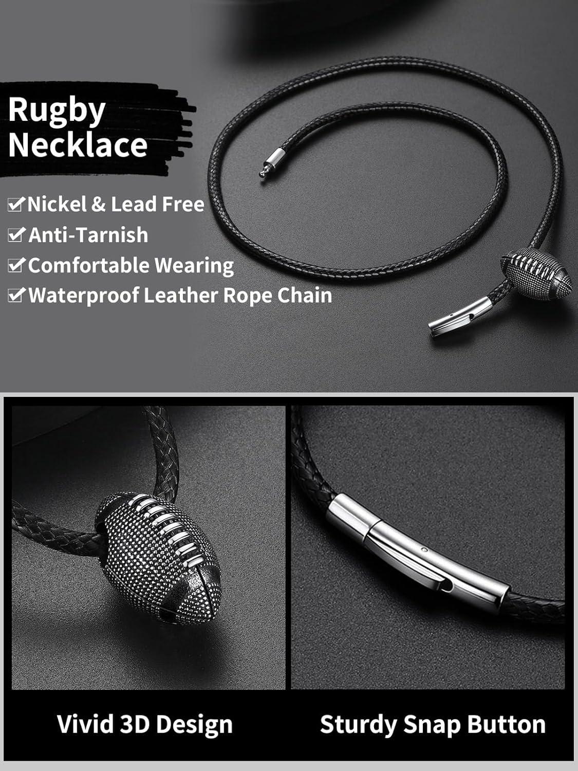 imageChainsHouse Sports FootballBasketballVolleyballBaseballRugby Necklace for Men Women GoldBlackSolid Stainless Steel 3D Ball Sport Necklaces Charm Pendants Sports Fan Ball Jewelry Gifts01 Rugby BallStainless Steel