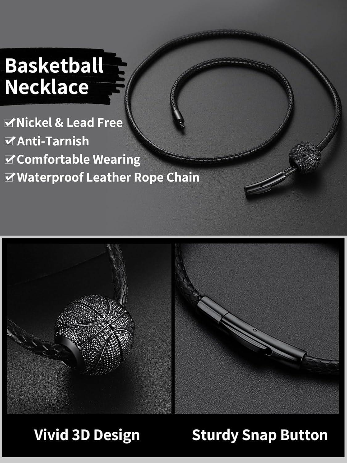 imageChainsHouse Sports FootballBasketballVolleyballBaseballRugby Necklace for Men Women GoldBlackSolid Stainless Steel 3D Ball Sport Necklaces Charm Pendants Sports Fan Ball Jewelry Gifts03 BasketballBlack