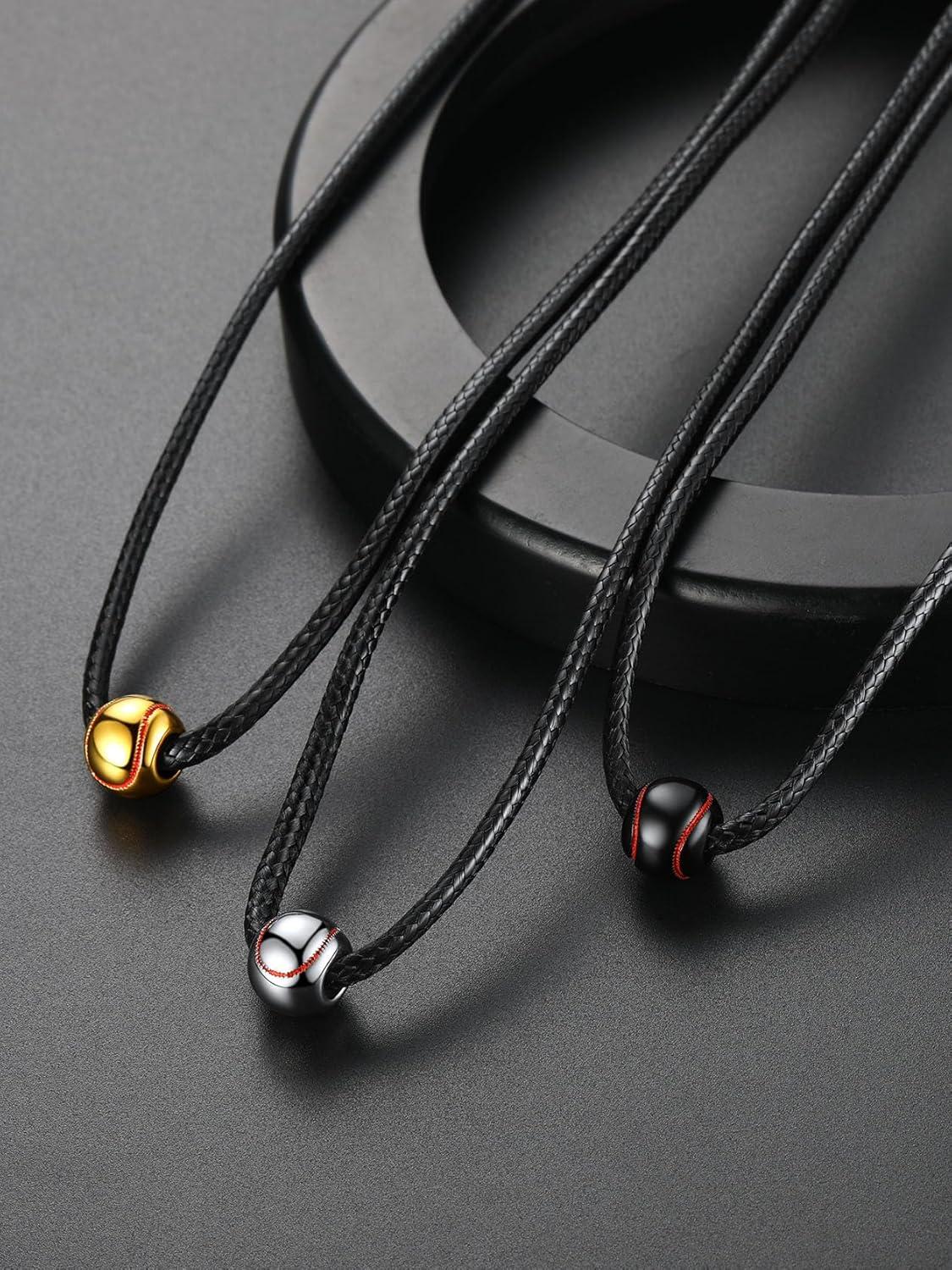 imageChainsHouse Sports FootballBasketballVolleyballBaseballRugby Necklace for Men Women GoldBlackSolid Stainless Steel 3D Ball Sport Necklaces Charm Pendants Sports Fan Ball Jewelry Gifts04 BaseballStainless Steel