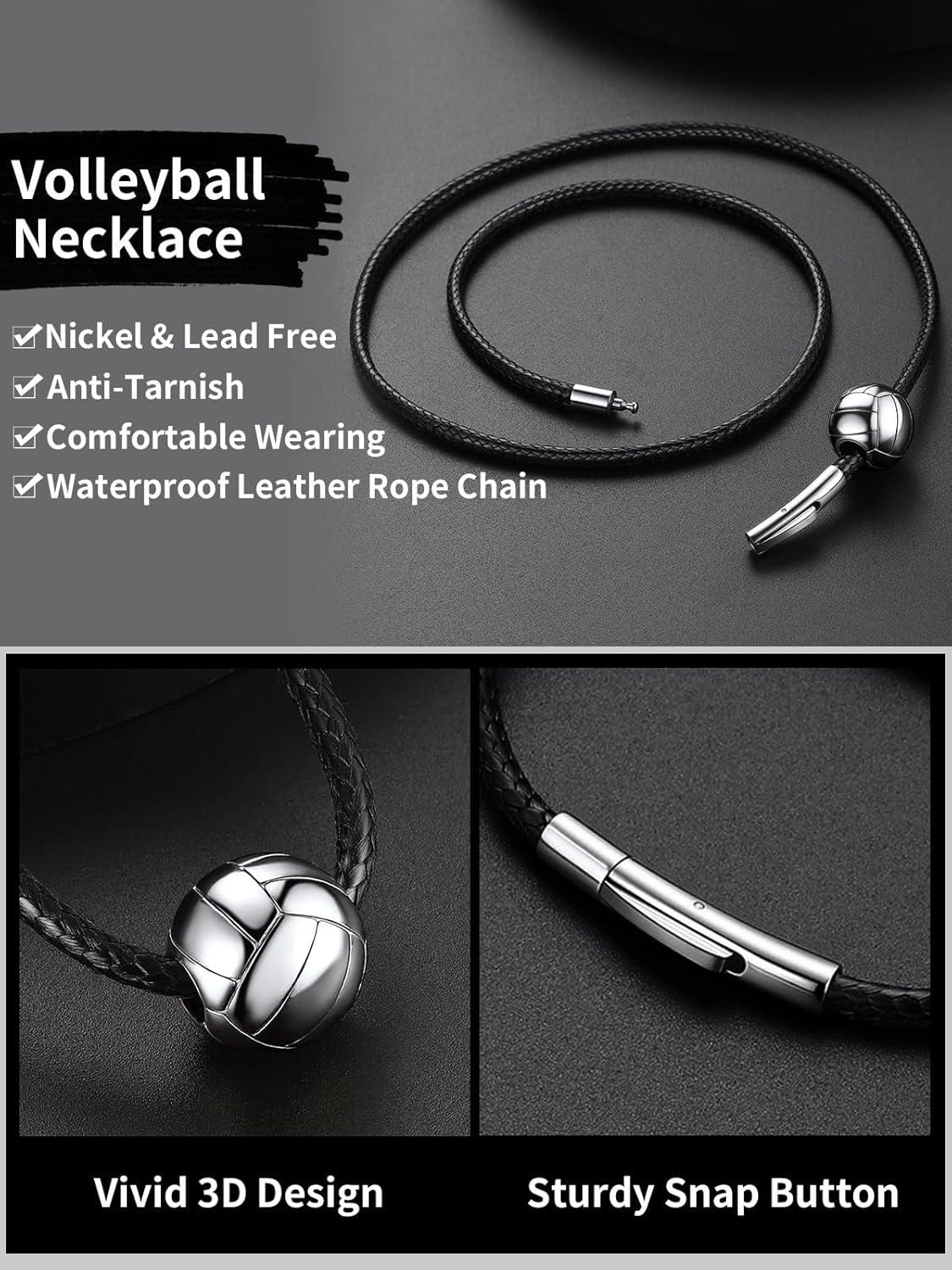 imageChainsHouse Sports FootballBasketballVolleyballBaseballRugby Necklace for Men Women GoldBlackSolid Stainless Steel 3D Ball Sport Necklaces Charm Pendants Sports Fan Ball Jewelry Gifts05 VolleyballStainless Steel
