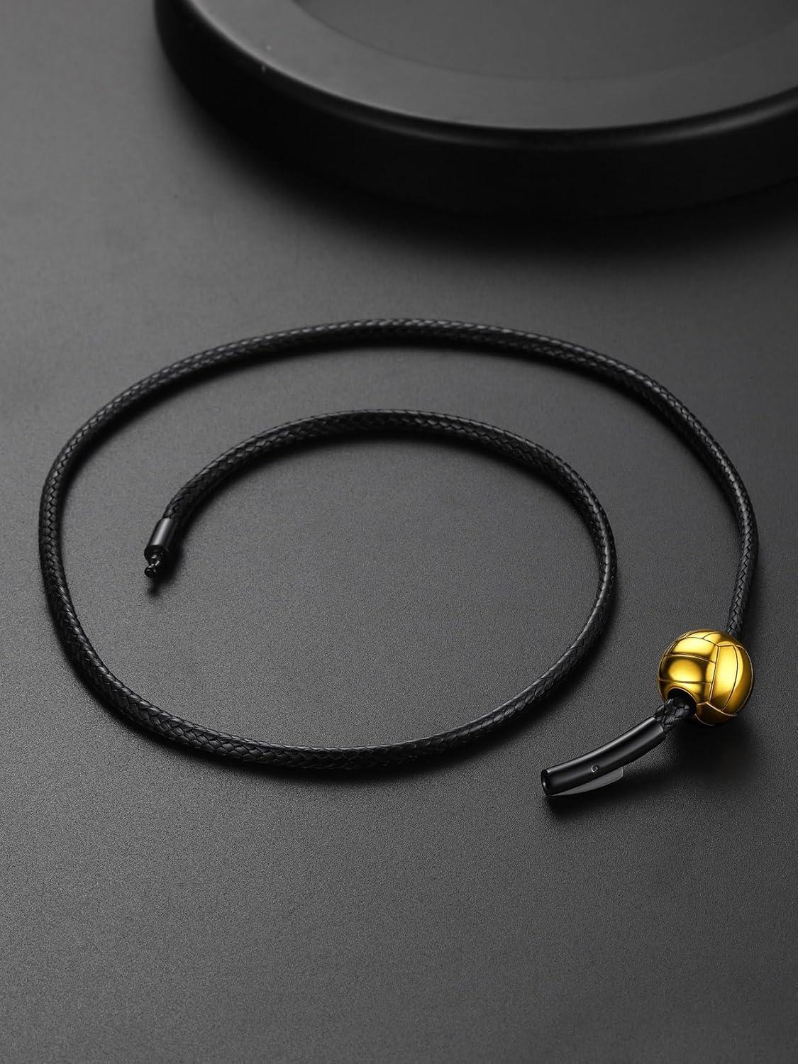 imageChainsHouse Sports FootballBasketballVolleyballBaseballRugby Necklace for Men Women GoldBlackSolid Stainless Steel 3D Ball Sport Necklaces Charm Pendants Sports Fan Ball Jewelry Gifts05 VolleyballGold