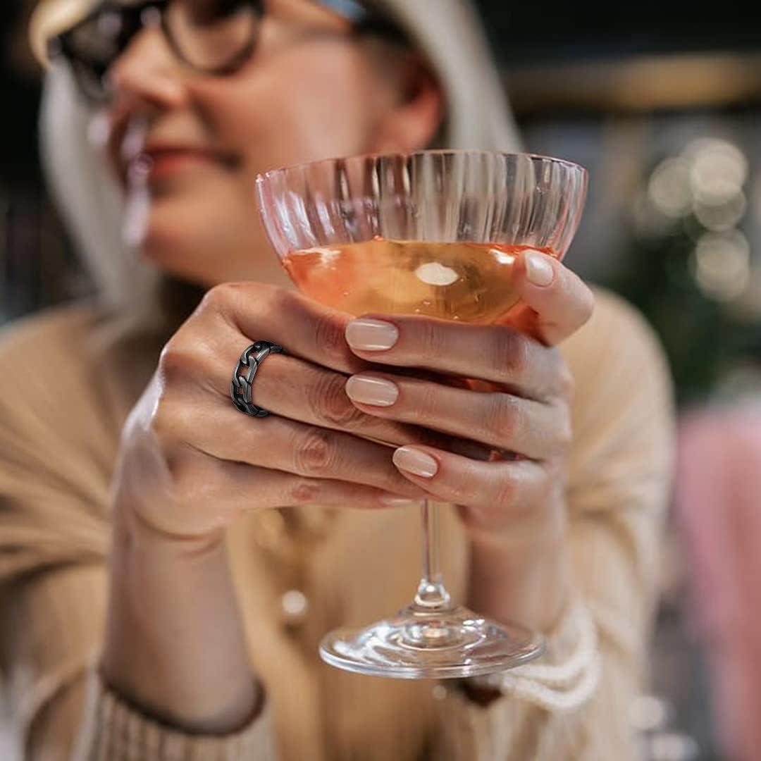 imageChainsHouse Stainless Steel Band Cuban Link Ring for Men Women 64MM7MM Wide Size 0714 with Gift BoxG Vintage Grey64MM Wide