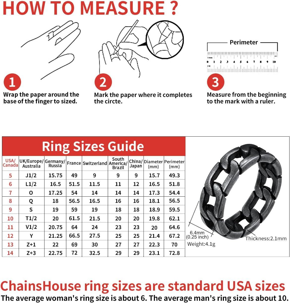 imageChainsHouse Stainless Steel Band Cuban Link Ring for Men Women 64MM7MM Wide Size 0714 with Gift BoxG Vintage Grey64MM Wide