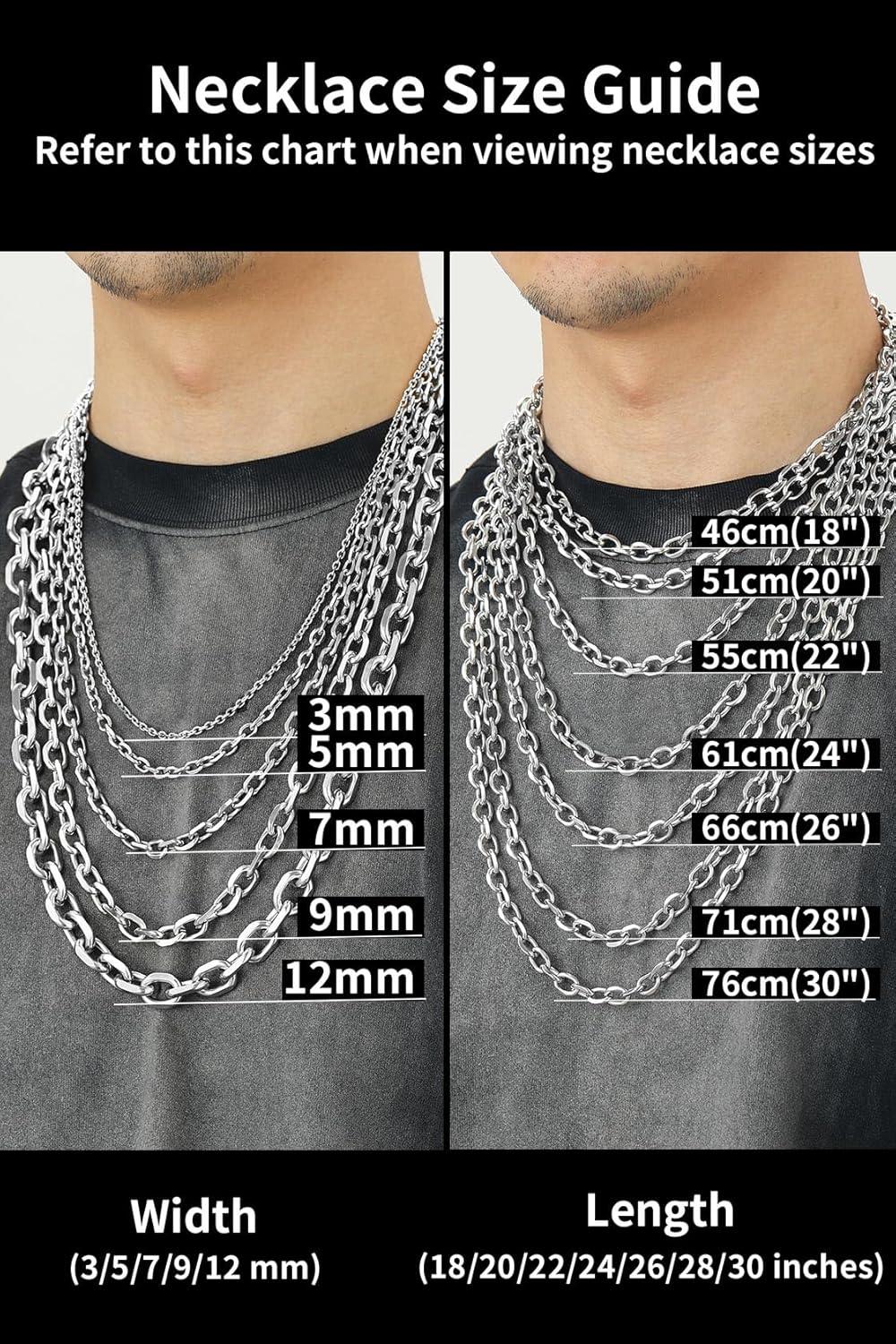 imageChainsHouse Stainless Steel Cable Chain Necklaces for Men Women 3mm5mm7mm9mm12mm 18K GoldBlack Plated Mens Cable Link Chains 18quot30quot Length Send Gift Boxb stainless5mm