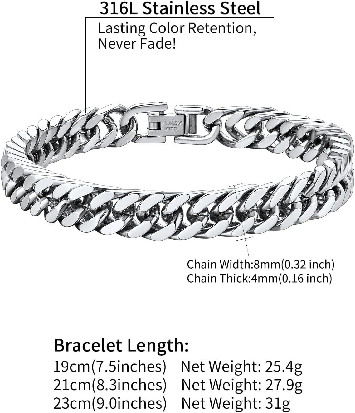 imageChainsHouse Stainless Steel Cuban Link Bracelet 8mm12mm17mm Width 75quot83quot9quot 18K Gold Plated Chain Wrist Bracelets for Men Women Send Gift BoxA Steel8mm width