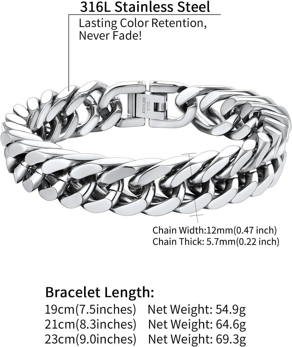 imageChainsHouse Stainless Steel Cuban Link Bracelet 8mm12mm17mm Width 75quot83quot9quot 18K Gold Plated Chain Wrist Bracelets for Men Women Send Gift BoxK Steel12mm widthcustom