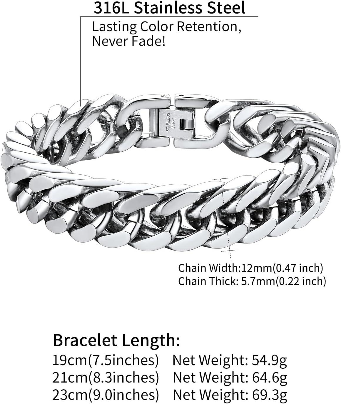 imageChainsHouse Stainless Steel Cuban Link Bracelet 8mm12mm17mm Width 75quot83quot9quot 18K Gold Plated Chain Wrist Bracelets for Men Women Send Gift BoxK Steel12mm widthcustom