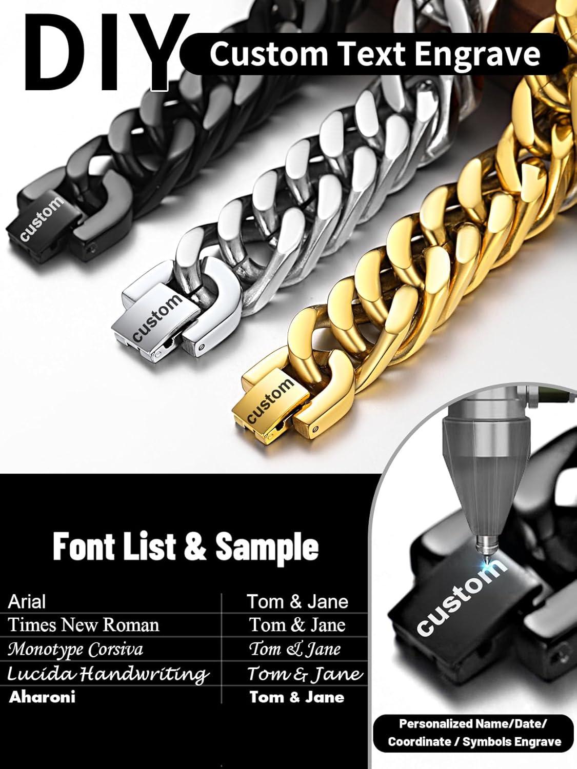 imageChainsHouse Stainless Steel Cuban Link Bracelet 8mm12mm17mm Width 75quot83quot9quot 18K Gold Plated Chain Wrist Bracelets for Men Women Send Gift BoxL Steel17mm widthcustom