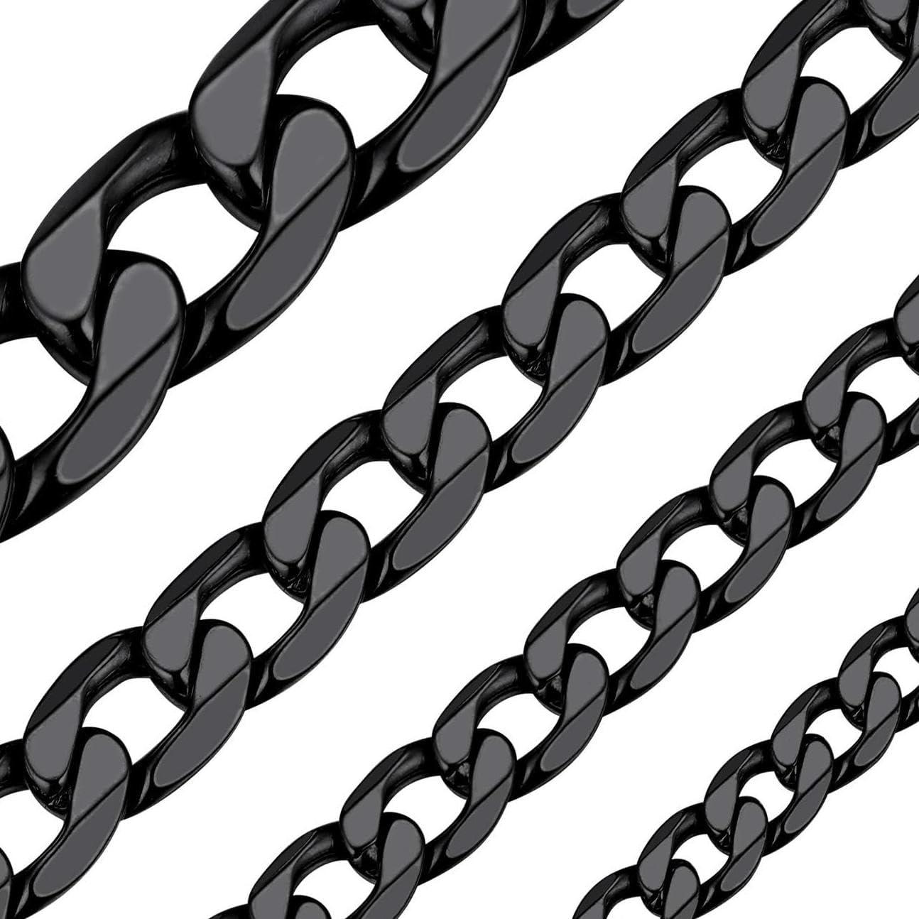 imageChainsHouse Stainless Steel Cuban Link Chain Necklace for Men Women Black14K Gold Plated Flat Cuban Chain 4mm6mm9mm13mm Width Hip Hop Jewelry Mens Cuban Chain 14quot30quot Lengthwith Gift BoxL 13mm widthblack