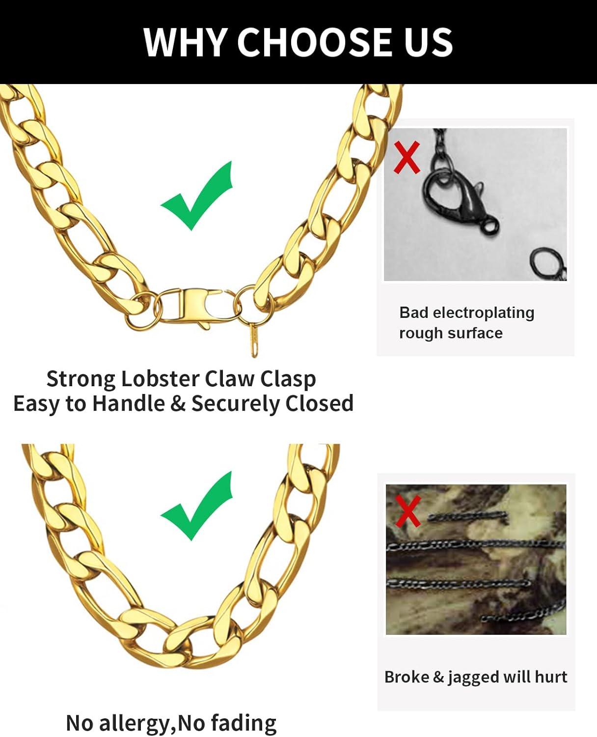 imageChainsHouse Stainless Steel Figaro Chains for Men 4mm6mm9mm13mm Width 1430inch Length Black14K Gold Mens Necklace Chains Send Gift Boxf Figaro AGold4mm