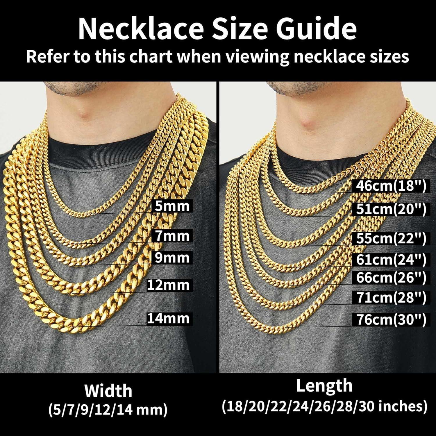 imageChainsHouse Stainless Steel Mens Cuban Link Chain Black 18K Gold Plated Miami Cuban Chain Necklace 5mm7mm9mm12mm14mm Width No Tarnishampamp Durable Hip Hop Mens Jewelry 18quot30quot Send Gift Boxe 7mm widthgold