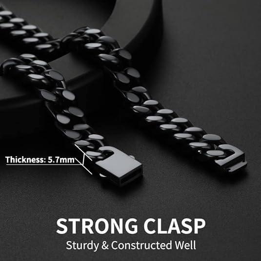 imageChainsHouse Stainless Steel Mens Cuban Link Chain Black 18K Gold Plated Miami Cuban Chain Necklace 5mm7mm9mm12mm14mm Width No Tarnishampamp Durable Hip Hop Mens Jewelry 18quot30quot Send Gift Boxd 12mm widthblack