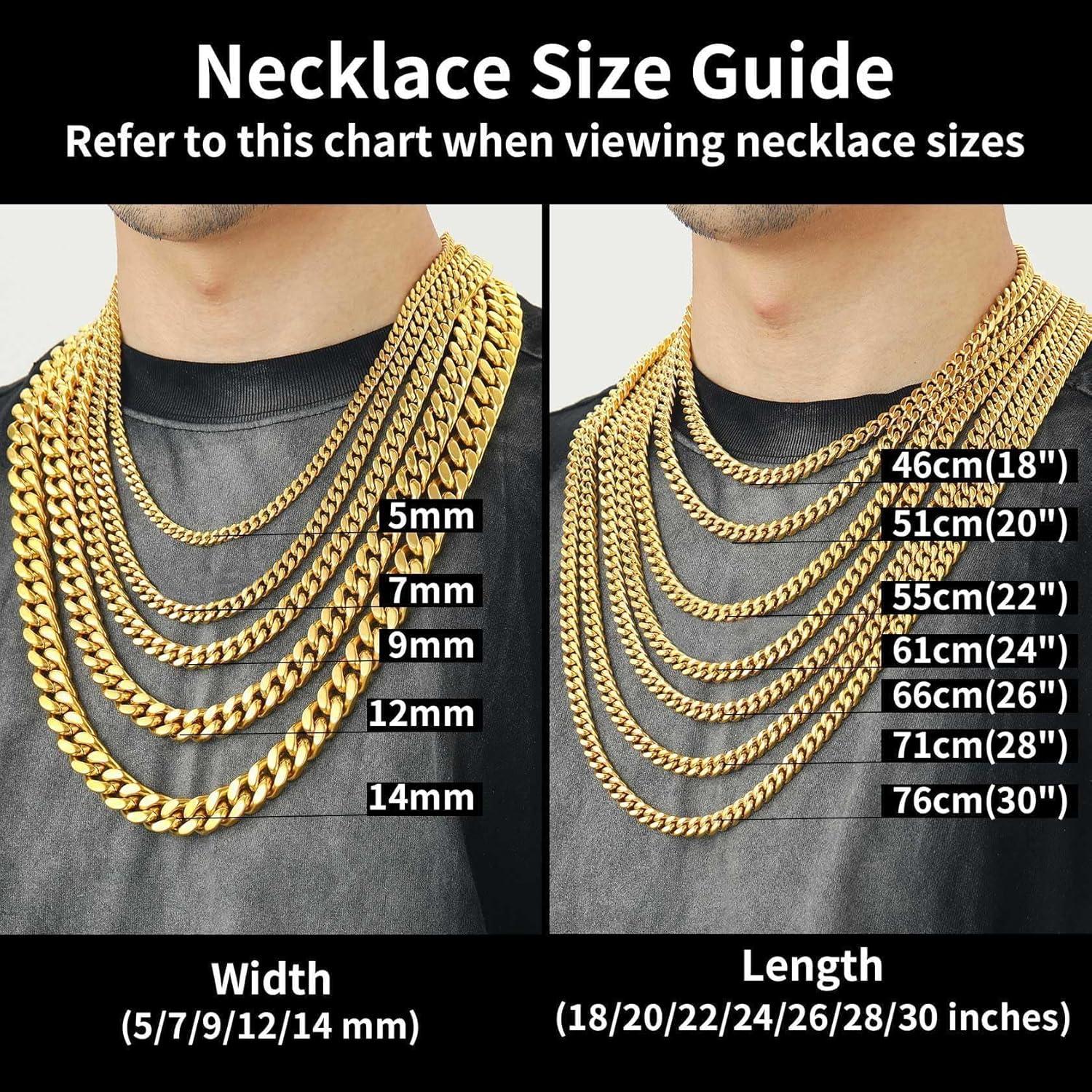 imageChainsHouse Stainless Steel Mens Cuban Link Chain Black 18K Gold Plated Miami Cuban Chain Necklace 5mm7mm9mm12mm14mm Width No Tarnishampamp Durable Hip Hop Mens Jewelry 18quot30quot Send Gift Boxe 7mm widthgold